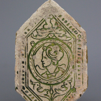 A French medieval hexagonal tile, ca. 1520