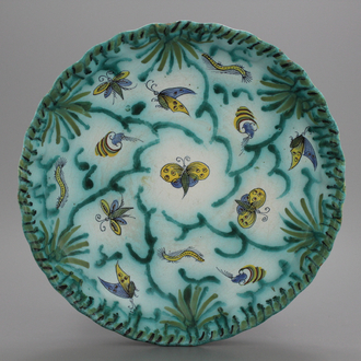 A Brussels faience butterfly plate, 18th C.