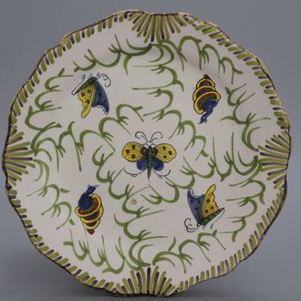 A Brussels faience butterfly plate, 18th C.
