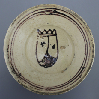 A very early Spanish armorial lusterware bowl, Valencia, 15th C.