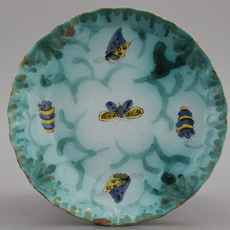 A Brussels faience butterfly plate, 18th C.