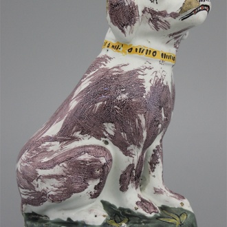 A Brussels faience model of a dog, ca. 1750