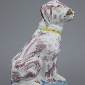 A Brussels faience model of a dog, ca. 1750