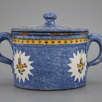 A Brussels faience two-handled sugar jar, ca. 1800