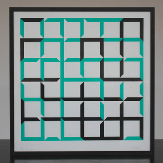 Alan Green: Solid State, dated 69, abstracte zeefdruk