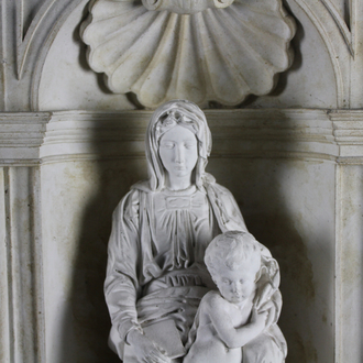 De Madonna van Michelangelo, kopie in plaaster, kunstatelier De Wispelaere, Brugge, 1e helft 20e