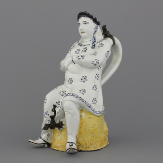 An impressive pewter-mounted Brussels faience "Jacqueline" jug, 18th C.