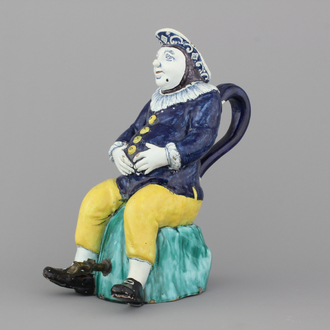 An impressive Brussels faience "Jacquot" pitcher, 18th C.