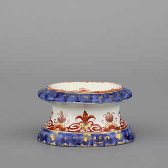 Salière en faïence de Delft doré, Pieter Adriaensz Kocx, De Grieksche A, 1705-1720
