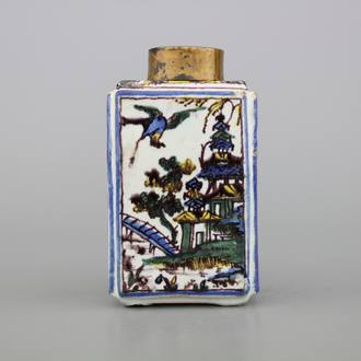 Théière en faïence polychrome française, 18e-19e