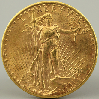 Pièce de monnaie en or, Saint Gaudens Double Eagle, 1910, 20 dollars