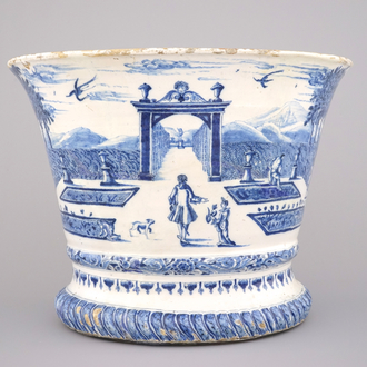 Impressionant vase de jardin en faïence de Delft, bleu et blanc, env. 1700