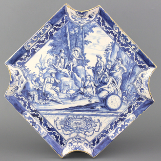 Une plaque mythologique en faience de Delft bleu et blanc, Amsterdam, daté 1748