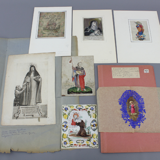 Kleine collectie van handgekleurde devotieprentjes, 17e-18e eeuw