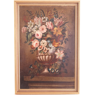 Franse School, 18e eeuw, Tuinvaas met bloemen