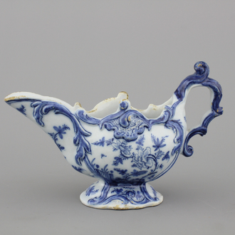 Saucière fine en faïence de Delft, bleu et blanc, 18e
