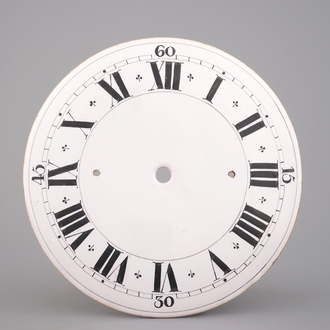 Cadran rare d'une pendule en Delft, Angleterre, 18e