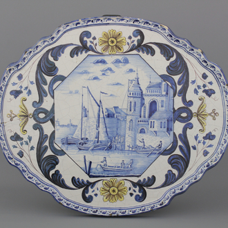 Plaquette impressionante topographique, la Frise, Makkum Delft, 19e