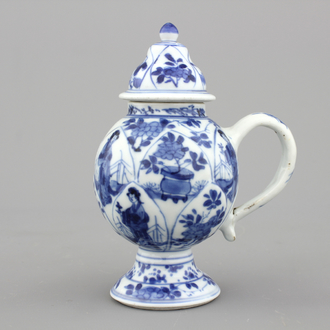 Blauw en witte mosterdpot in Chinees porselein, Kangxi, ca 1700