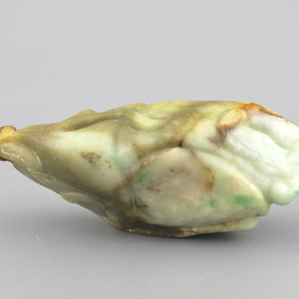 Sculptuur van citrusfruit in gevlekte jade, 19e-20e eeuw