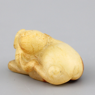 Sculptuur van een 'luduan' in gele jade, 19e-20e eeuw