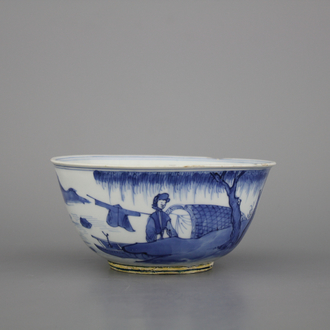 Blauw en witte kom in Chinees porselein, Kangxi, 17e eeuw