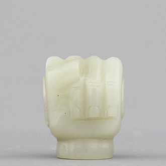Greep van een wandelstok in celadon jade, 20e eeuw