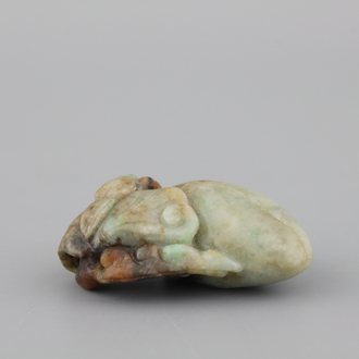 Sculptuur van planten in gevlekte jade, 19e-20e eeuw