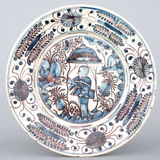 A Portuguese maiolica chinoiserie dish, ca. 1660