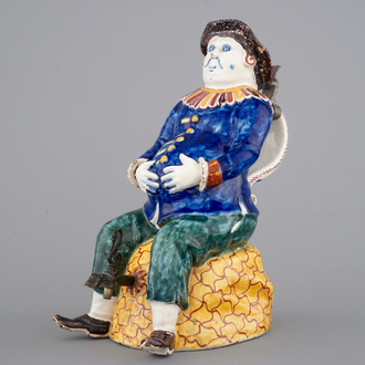 A polychrome Dutch Delft figural "Bobbejak" table fountain, 18th C.