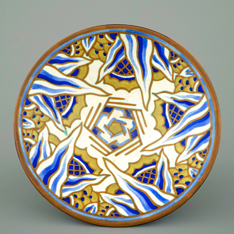 A Boch Keramis matte glaze bowl on stand by Charles Catteau, ca. 1930