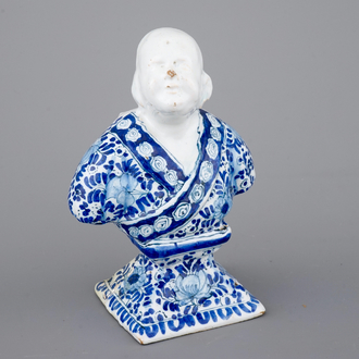 A Berlin faience blue and white bust of a chinaman, 18th C.
