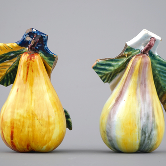 Two Dutch Delft models of pears, 18 and 19th C.