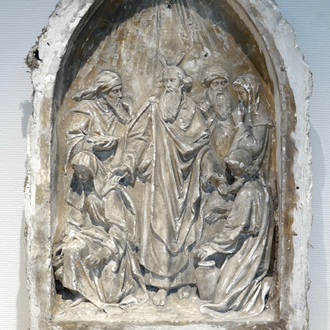 Een groot plaasteren beeld van een religieuze scene, 19/20e eeuw, Brugge