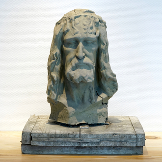 Een in klei gesculpteerd hoofd van Christus, 19/20e eeuw, Brugge