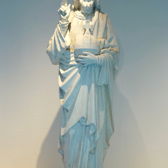 Een imposante plaasteren Christus met rijksappel, 19/20e eeuw, Brugge