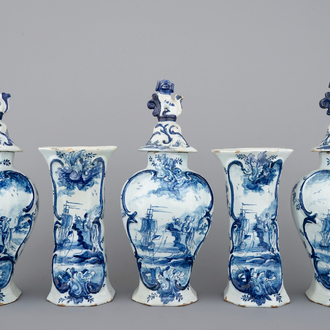A 5-piece Dutch Delft garniture, 18th C.