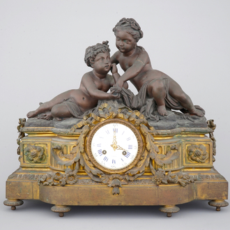A French gilt bronze pendule signed Hébert, Paris, 19th C.