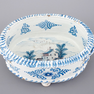 A French faience oval basin, Nevers, 17/18th C.