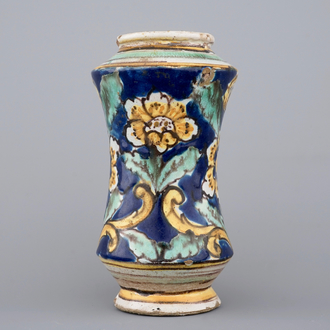 An Italian maiolica albarello, Sicily, 17th C.