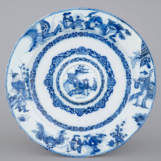 A massive Dutch Delft chinoiserie cardinals' dish, 17th C.