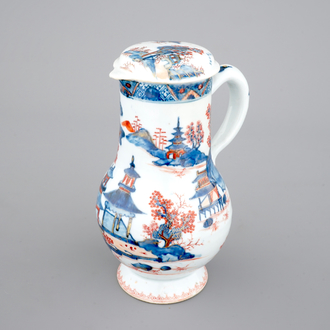 Een Chinese export porseleinen Imari dekselkan, 18e eeuw