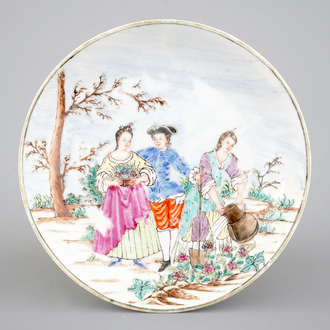 A fine Chinese Chine de commande export porcelain saucer, 18th C