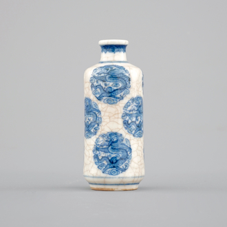 A Chinese blue and white soft paste porcelain snuff bottle, Yongzheng mark