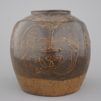 A Chinese stoneware martaban jar, South-China, 18th C.