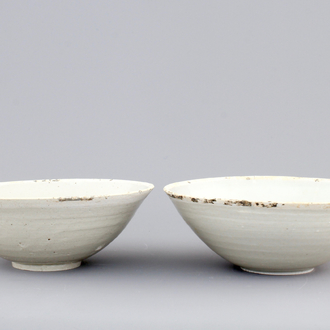 A pair of Chinese Qingbai bowls with fish, Song, 10-13th C.