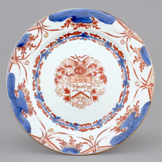 A Chinese export porcelain Imari armorial plate, arms of Van Gellicum, 1720-30