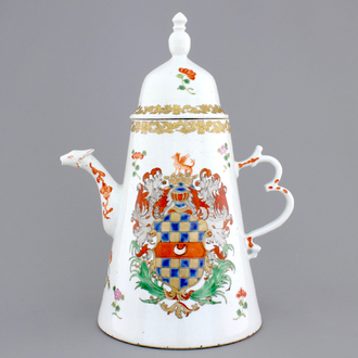 A rare Chinese armorial coffee pot with cover, arms of Clifford, 18th C.