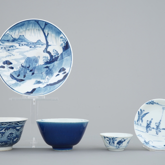 A collection of 18th C. Chinese blue and white bowls, mostly Kangxi, ca. 1700