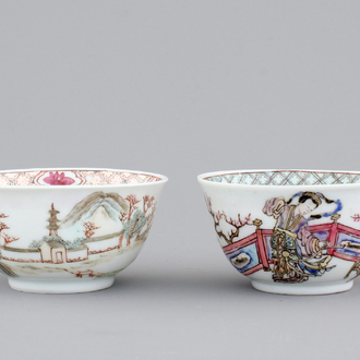 Two fine Chinese famille rose porcelain cups, Yongzheng, 1722-1735